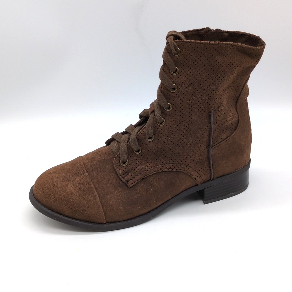 Lane Bryant Shoes Womens Brown 10 Wide Ankle Boots Hiking Faux Suede Lace Up Zip